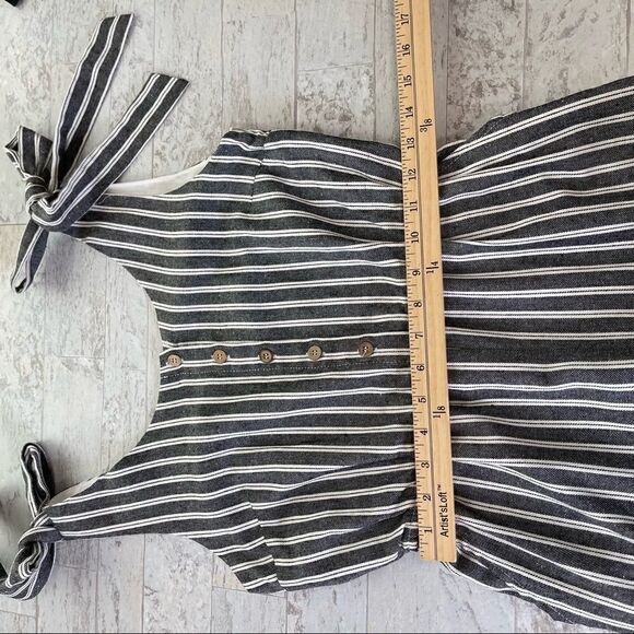 Mod Ref Blue White Stripe Capri Style Jumpsuit Size Small - Picture 11 of 15